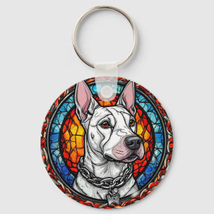 Bull Terrier Mosaic Dog Portrait For Dog Lovers Keychain