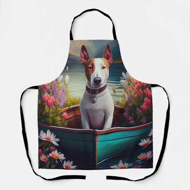 Bull Terrier on a Paddle: A Scenic Adventure Apron (Front)