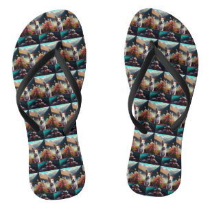 Bull Terrier on a Paddle: A Scenic Adventure Flip Flops