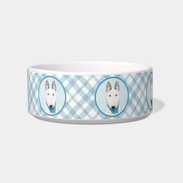 Bull Terrier Painting - Cute Original Dog Art Bowl (Left)