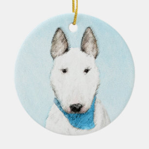 Bull Terrier Painting - Cute Original Dog Art Ceramic Ornament
