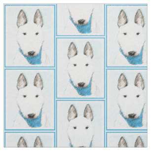 Bull Terrier Painting - Cute Original Dog Art Fabric
