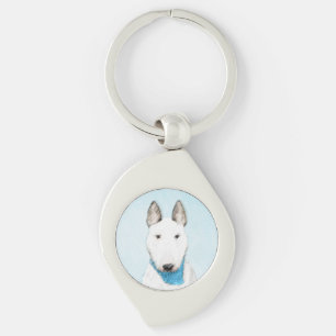 Bull Terrier Painting - Cute Original Dog Art Keychain