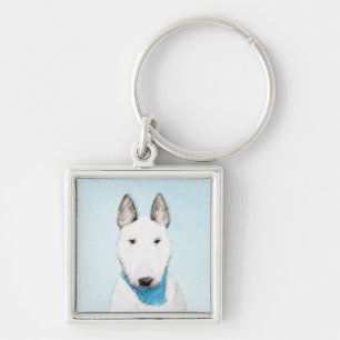 Bull Terrier Painting - Cute Original Dog Art Keychain