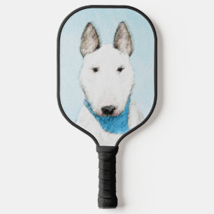 Bull Terrier Painting - Cute Original Dog Art Pickleball Paddle