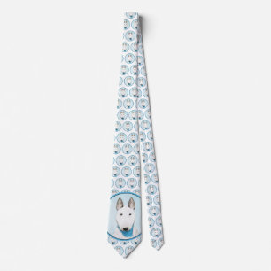 Bull Terrier Painting - Cute Original Dog Art Tie