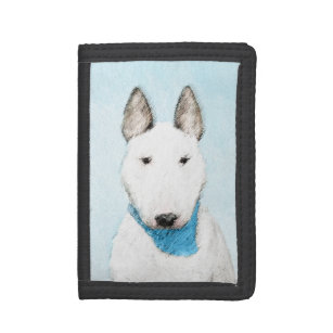 Bull Terrier Painting - Cute Original Dog Art Tri-fold Wallet