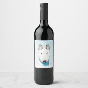 Bull Terrier Painting - Cute Original Dog Art Wine Label
