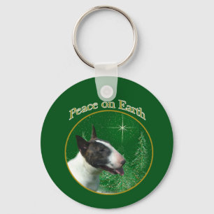 Bull Terrier Peace Keychain