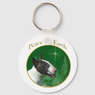 Bull Terrier Peace Keychain