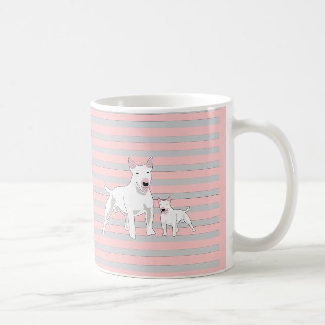 Bull Terrier-pink background Coffee Mug (Right)