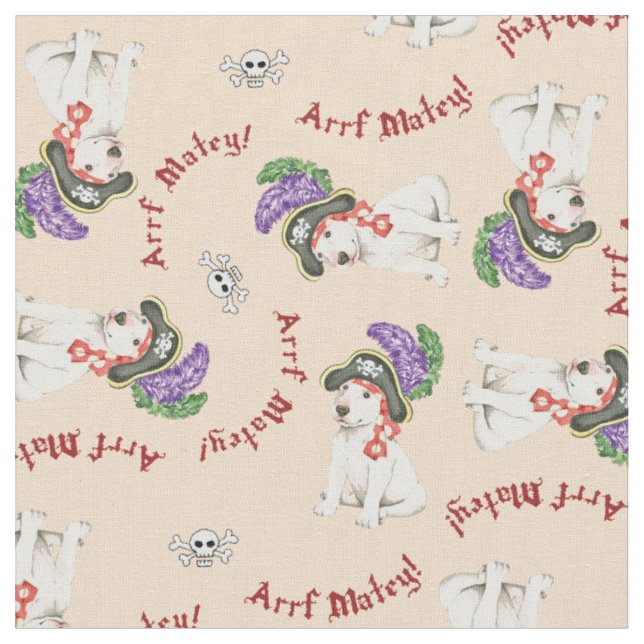 Bull Terrier Pirate Fabric (Close Up)