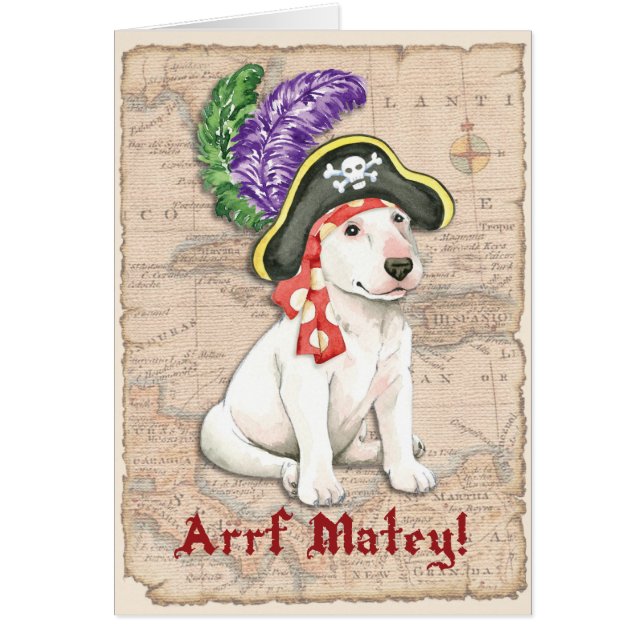 Bull Terrier Pirate Greeting Card (Front)