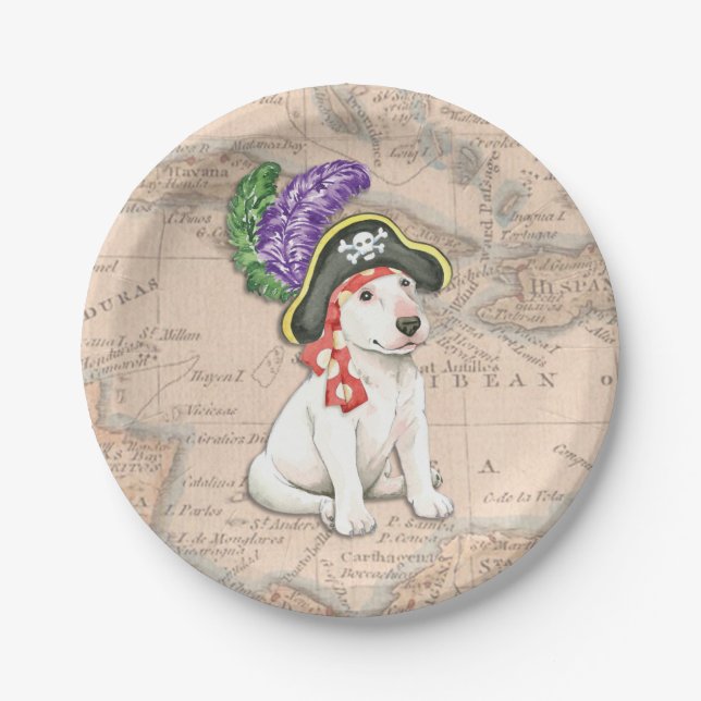Bull Terrier Pirate Paper Plate (Front)