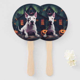 Bull Terrier Pumpkins Halloween Scary Hand Fan