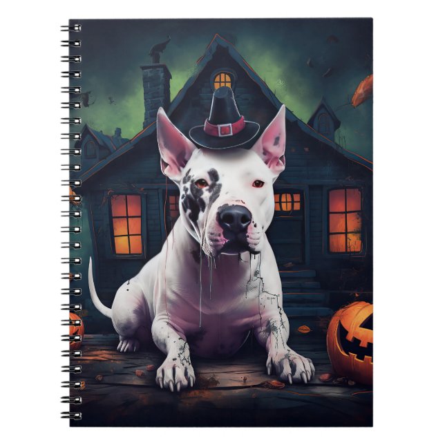 Bull Terrier Pumpkins Halloween Scary Notebook (Front)
