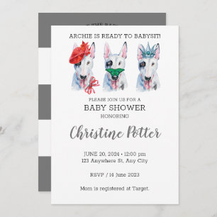 Bull Terrier Puppy Theme Baby Shower Invitation