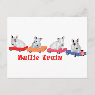 Bull Terrier Puppy Train Postcard