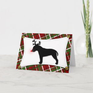 Bull Terrier Reindeer Christmas Card