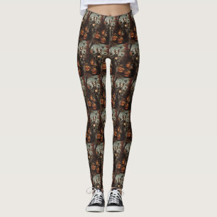 Bull Terrier Riding Motorcycle Halloween Scary Leggings