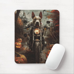 Bull Terrier Riding Motorcycle Halloween Scary Mouse Pad