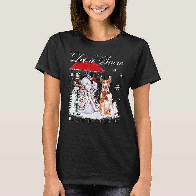 Bull Terrier Santa Dog Christmas Snowman Xmas Paja T-Shirt (Front)
