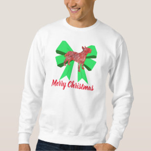 Bull Terrier Silhouette Dog & Green Bow Christmas Sweatshirt