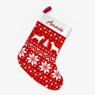 Bull Terrier Silhouettes Pattern Small Christmas Stocking