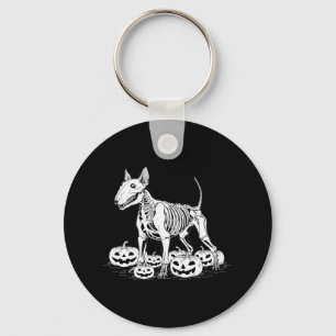 Bull Terrier Skeleton Birthday Halloween Mens Wome Keychain