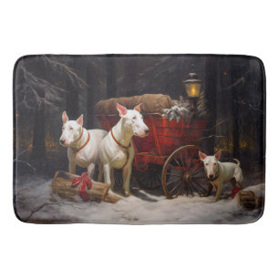 Bull Terrier Snowy Sleigh Christmas Decor  Bath Mat