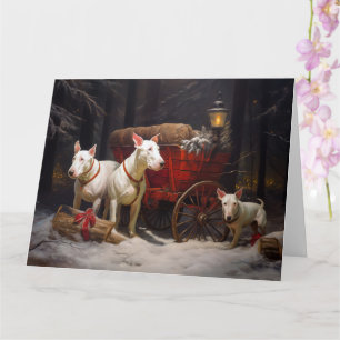 Bull Terrier Snowy Sleigh Christmas Decor  Card