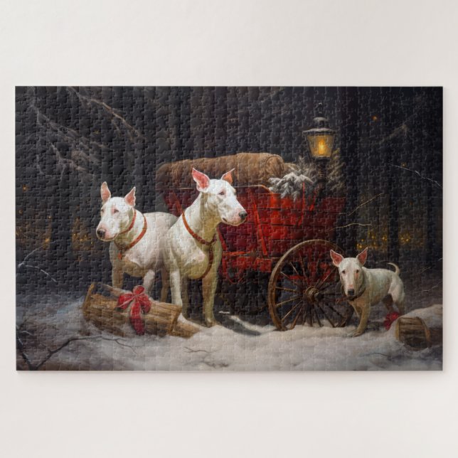 Bull Terrier Snowy Sleigh Christmas Decor  Jigsaw Puzzle (Horizontal)