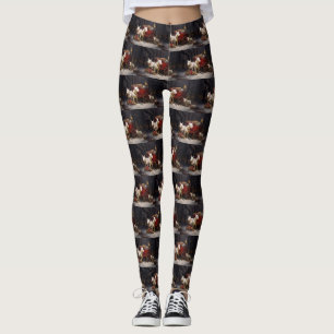 Bull Terrier Snowy Sleigh Christmas Decor  Leggings