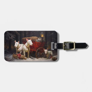 Bull Terrier Snowy Sleigh Christmas Decor Luggage Tag