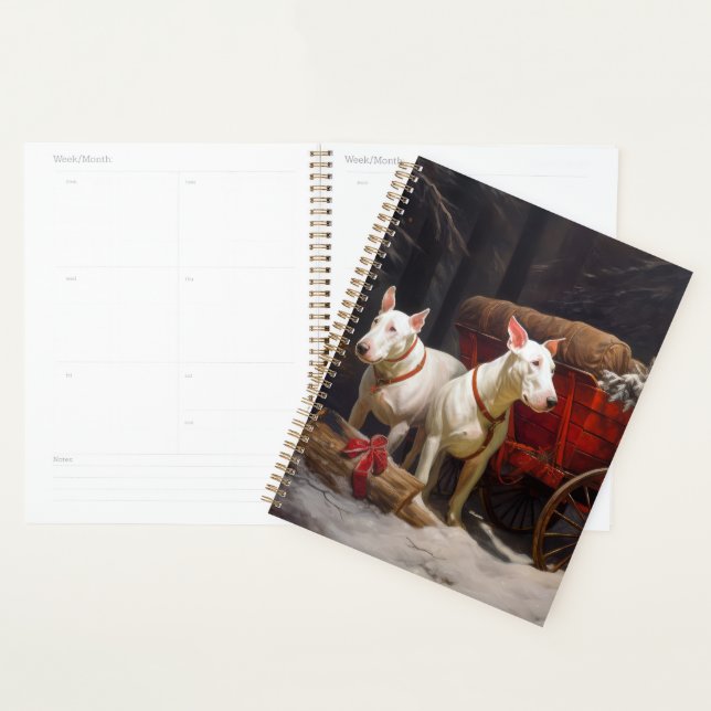 Bull Terrier Snowy Sleigh Christmas Decor  Planner (Display)