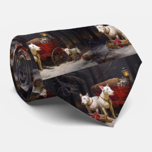 Bull Terrier Snowy Sleigh Christmas Decor Tie