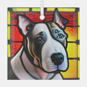 Bull Terrier "Stained Glass"  Glass Ornament