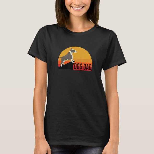 Bull Terrier  Sunset Dog Pet Black Orange Yellow D T-Shirt (Front)