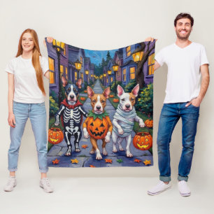 Bull Terrier Trick-or-Treating Halloween Costumes Fleece Blanket