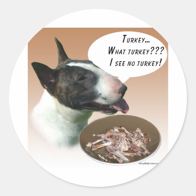 Bull Terrier Turkey Classic Round Sticker (Front)