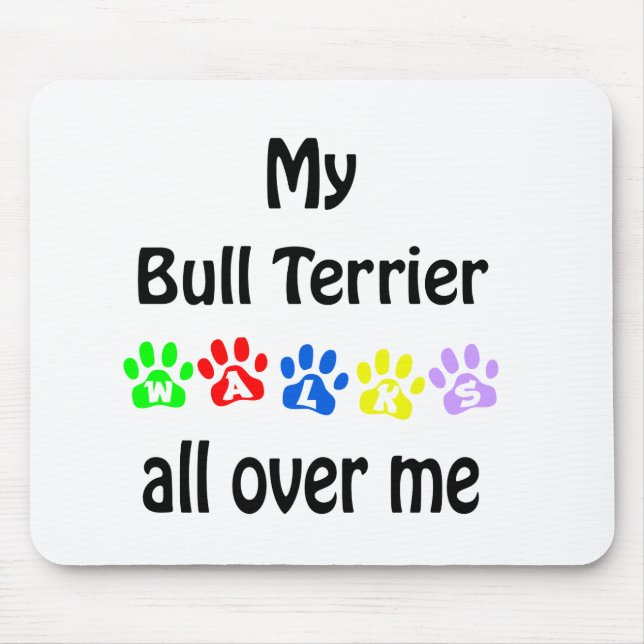 Bull Terrier Walks Design Mouse Pad (Front)