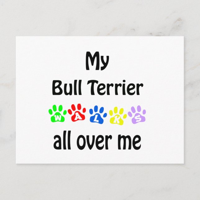 Bull Terrier Walks Design Postcard (Front)