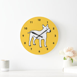 Bull Terrier Wall Clock - Modern Yellow and White