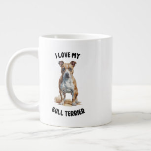 Bull Terrier Watercolor Illustration Large Coffee Mug