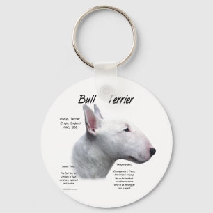 Bull Terrier (wht) History Design Keychain