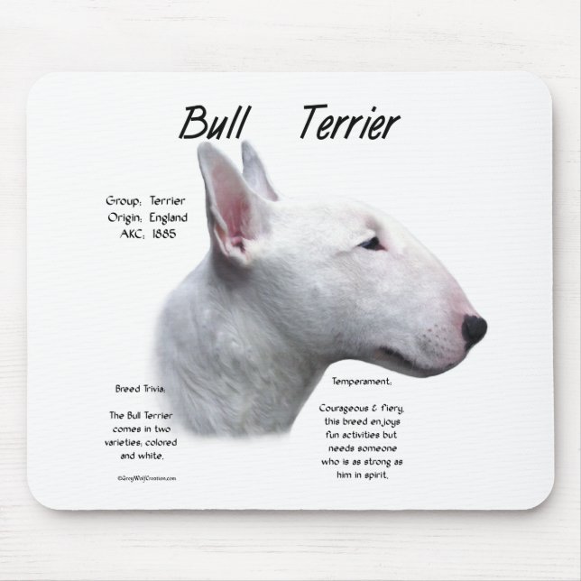 Bull Terrier (wht) History Design Mouse Pad (Front)