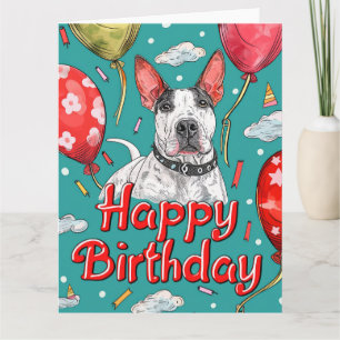Bull Terrier with Balloons  Card