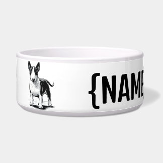 Bull Terrier with NAME Bowls