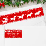 Bull Terriers Christmas Sleigh Dogs Return Address Wrap Around Label<br><div class="desc">Add some whimsy to your holiday mailings with this fun wrap around return address label. Funny illustration of a team of Bull Terriers pulling a sleigh with a squirrel. Easy to personalize with your own address. These red and white labels are perfect for Bull Terrier lover families and pet care...</div>
