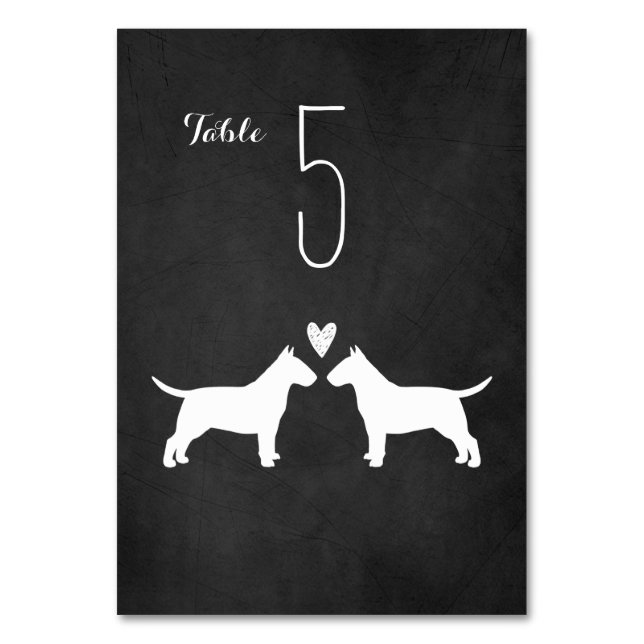 Bull Terriers Dog Breed Wedding Reception Table Number (Front)